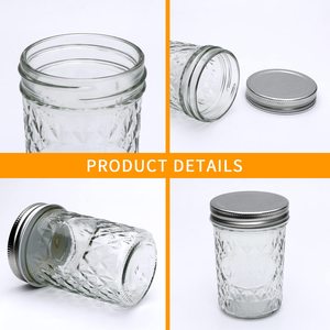 Bocal en verre rond à large bouche vide, bocal Mason de 8oz avec couvercle hermétique pour la confiture alimentaire, le cornichon au miel - Product Image 3