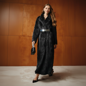 Jaket Bulu Imitasi Lengan Panjang Gaya Vintage dengan Anyaman Bulu Rubah, Mode Musim Gugur Wanita Terbaru - Product Image 1