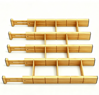 Diviseurs de tiroirs en bambou réglables, organisateur de tiroirs extensible pour cuisine, commode, maison et bureau