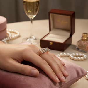 Elegant Ladies Gold <b>Diamond</b> <b>Ring</b> Stylish Jewelry for Women - Product Image 3