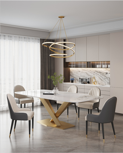 Mesa de banquete de estilo italiano <span class=keywords><strong>en</strong></span> forma de X, mesa de comedor <span class=keywords><strong>Pandora</strong></span> Rock Slate con base de metal personalizada - Product Image 4