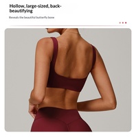 Soutien-gorge de sport pour femme à col carré, bretelles larges, dos ajouré, coussinets amovibles, maintien élevé, pour yoga, fitness, gym et entraînement