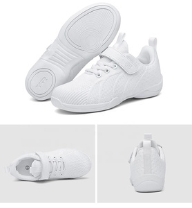 Baskets de Cheerleading blanches pour enfants Junior Hook and Loop Chaussures d'athlétisme Tennis Respirant Compétition Cheer Sneakers - Product Image 6