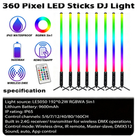 Projecteurs LED à piles 360 pixels IP65 étanches avec contrôle DMX512 pour mariage, DJ, événement, scène