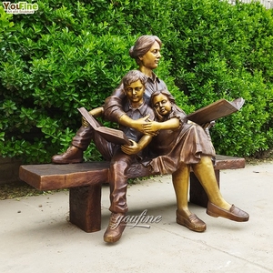 Mẹ và trẻ em trên bức tượng băng ghế dự bị công viên hoặc đài tưởng niệm bằng đồng - Product Image 4