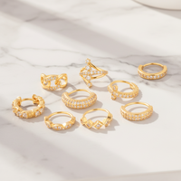 HENGSEN Anneaux de nez classiques ouverts réglables en cuivre avec zircone cubique pour femmes, bijoux de piercing pour narine