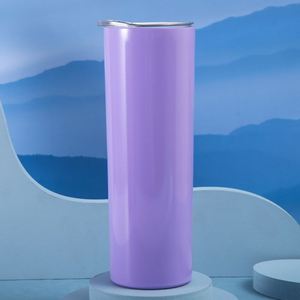 Gobelet isotherme à double paroi en acier inoxydable de 20 oz, fin et droit, avec revêtement par sublimation, couvercle et paille, effet pailleté - Product Image 5