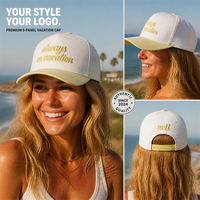 Casquette bicolore avec broderie 3D en relief, logo personnalisé, jaune et blanc, thème Caisse de quai, Port, Marée salée, Voile, Mer, Bateau, Clés
