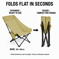 Fauteuil inclinable portable à dossier haut, pliable, réglable sur 3 niveaux, en tissu Oxford, idéal pour le camping, la pêche et la plage - Vente en gros