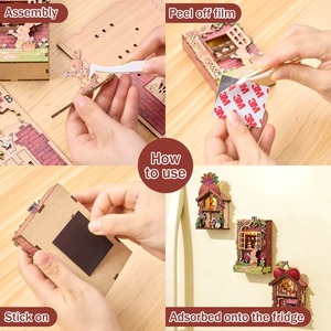 Hamaileon - Adorno de Pared Hecho a Mano de MDF, Escena en Miniatura de una Tienda de Chocolates, Artesanía, Luz LED, Decoración del Hogar, Regalo, Imán para Refrigerador, DIY - Product Image 2