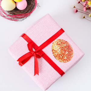 Gold-Stamping Laser Roll-Oval <strong>Egg</strong>-Shaped Paper Foil Stamping Easter <strong>Stickers</strong> Cute Little Rabbit Adhesive Labels - Product Image 2