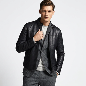 Veste de moto en cuir noir pour homme, style streetwear, coupe slim classique, nouvelle collection tendance - Product Image 1