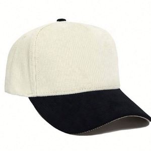 Casquette de baseball 5 panneaux sur mesure en velours côtelé avec logo brodé, bandeau en coton, casquette d'hiver, casquette de sport - Product Image 1