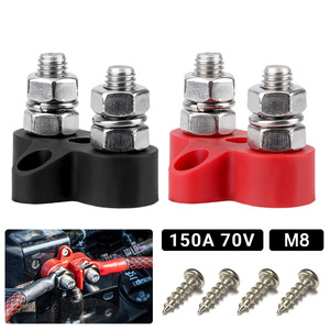 <b>Screw</b> Terminals 2P M6 M8 Brass <b>Nylon</b> Red For Automotive RV Yacht Battery Wiring - Product Image 4