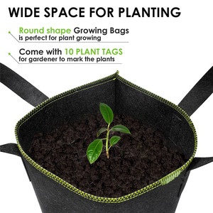 Noir Rond Réutilisable Tissu Pot Plante Conteneur Racine Sac de Culture planteur Trousse Pochette - Product Image 6