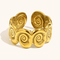 Dingran Edelstahl vergoldet Spiral muster Breitband ring, mutiger Statement-Schmuck für trend igen Stil