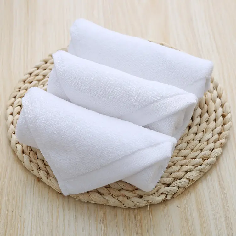 Stock/personalizzato durevole 21S/2 asciugamano bianco per Hotel 100% cotone Design semplice Set di asciugamani per mani/viso/bagno 400/450/500/550/600/650/700 GSM