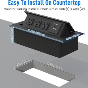 OEM đen chúng tôi tiêu chuẩn hội nghị bảng damped mềm mở <span class=keywords><strong>Pop</strong></span> <span class=keywords><strong>Up</strong></span> ổ cắm sàn bảng ổ cắm với 3AC Ổ cắm điện USBC sạc - Product Image 2