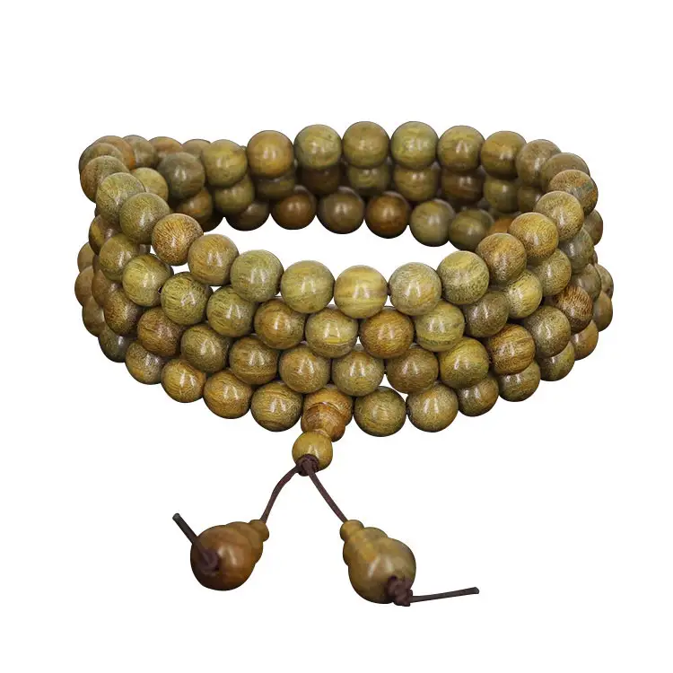 Venta al por mayor pulsera de sándalo verde 108PCS cuentas de madera pulsera de joyería de moda para hombres y mujeres