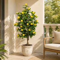 Arbre fruitier artificiel hyper-réaliste, citronnier avec fruits de citron, hauteur 130 cm, résistant aux UV, ignifuge, emballage KD, usine