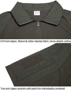 Tùy Chỉnh 100% Cotton Chống Cháy Ngoài Trời Woodland Ngắn Tay Áo Chiến Thuật Sage Màu Xanh Lá Cây Ngụy Trang Camo Chiến Đấu T Áo <span class=keywords><strong>S</strong></span>ơ Mi - Product Image 3
