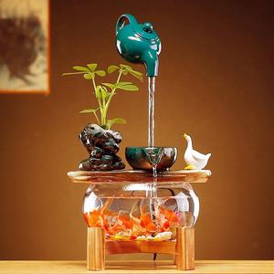 Sıcak satış seramik küçük gevşeme şelale çeşme kapalı dekoratif Feng Shui masa su özelliği ile balık tankı - Product Image 6