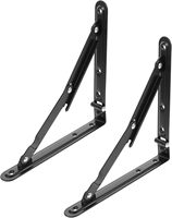 Promotion des ventes Étagères de rangement murales Support de cloison en fer noir Supports d'étagère pliants peu encombrants Support de table
