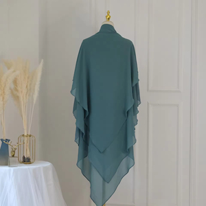 Crêpe de <span class=keywords><strong>jazz</strong></span> à deux couches pour femmes musulmanes modestes Khimar respirant Hijab à nouer au dos Niqab Long pour voile de prière Jilbab - Product Image 6