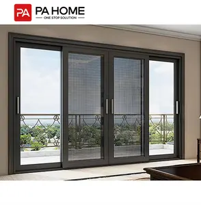 Fenêtre résidentielle étanche PA fenêtres à double système coulissant en aluminium trempé
