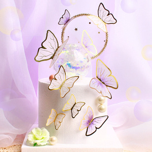 Lot de 5 décorations de cupcakes en papier papillon pour gâteaux d'anniversaire et de mariage - Product Image 1