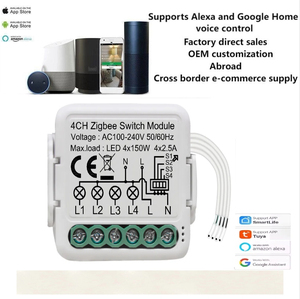 Outtop Tuya Zigbee lampu pintar sakelar pengatur waktu modul Alexa nirkabel Google 1 <span class=keywords><strong>2</strong></span> <span class=keywords><strong>3</strong></span> 4 Gang DIY relai pemutus pintar - Product Image 2