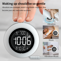 Temporizador de Vibración Silencioso para Personas Sordas, con Problemas de Audición, y que Duermen Profundamente, Reloj Despertador Analógico Digital LED con Vibración para Cama