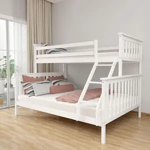 廉价儿童宿舍卧室家具木制阁楼三重白色儿童双层床