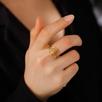 Anneau d'arbre creux bagues de doigt réglables amulette bijoux en acier inoxydable cadeaux d'anniversaire pour femmes hommes