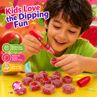 Bonbons gélifiés OEM en gros, en forme de stylo, au goût de confiture acidulée, avec remplissage liquide en gel à presser, fruités et moelleux, bonbons fantaisie pour cadeaux de fête d'enfants
