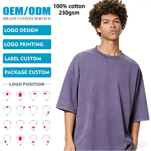 T-shirt Homme Oversize 100% Coton, Vente en Gros OEM, Décontracté, Grammage Lourd, Délavé à l'Acide, Vintage, Uni, Coupe Classique, 230g - Product Image 1