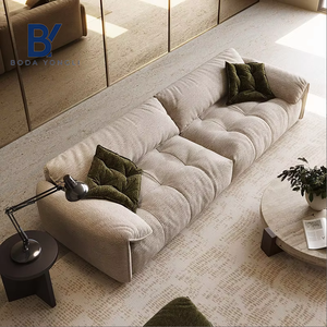 Set di Divani Luxury Cream Cloud in Ciniglia Bouclé, Divano Componibile Imbottito in Piuma, Arredamento Moderno per Soggiorno GF209 - Product Image 1