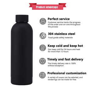 Bouteille d'eau sport en acier inoxydable à double paroi isolée sous vide avec logo personnalisé, goulot étroit, 350 ml, 500 ml, 750 ml, gobelets - Product Image 2