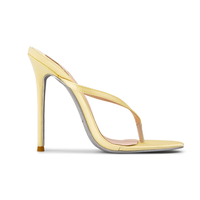 Sandales tongs en soie jaune beurre 2026, sandales à talons hauts en satin, chaussures de soirée pour femmes