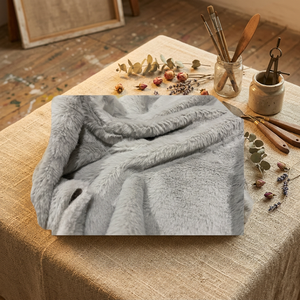 Grey Color Rabbit Fur Long Pile Fabric 12mm 100% Polyester 280gsm for Plush Toy Garment Home Textile - Product Image 1