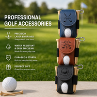Sac de golf portable en cuir PU gravé au laser personnalisé, pochette de rangement pour accessoires de golf avec clip ceinture, souvenir de golf