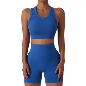 Wholesale Women Gym Push Up Seamless Scrunch Butt Yoga Pant Sport Fitness Workout High Waist Short Leggings Yoga Set