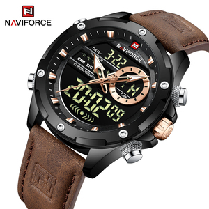 NAVIFORCE 9208, venta al por mayor, cronógrafo de cuarzo, reloj informal para hombre, reloj de cuero genuino resistente al agua con fecha para hombre, reloj Masculino - Product Image 2