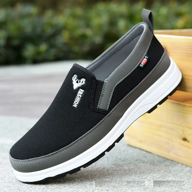 Anti slip Canvas upper Men's cloth upper fashion sneakers loafers flat fitness walking shoes for men