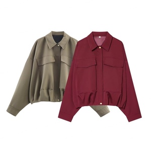 Chaqueta de Piloto para Mujer ZA, Estilo Vintage, Casual, Tejida, con Cierre, Primavera 2026, Nueva Moda, Simple, Versátil, con Dobladillo Plisado - Product Image 1