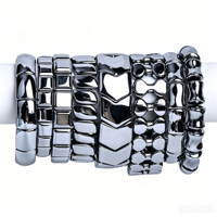 Bracelet Élastique Terahertz UJBOX en Gros, Bracelet Énergétique et de Santé en Argent Poli, Bracelet Magnétique Thérapeutique, Stock en Vrac