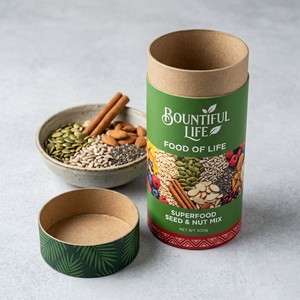 Natural Kraft Paper Airtight Round Tube <b>Box</b> for Organic Grains Cereal Muesli Oats Packaging Custom Logo Wholesale - Product Image 1