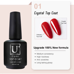 Nouvelle formule 2026 Top Coat Gel Cristal 15ml, sans décoloration, ultra brillant, dur, applicable au pinceau, Gel OEM en gros - Product Image 1