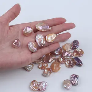 Cuentas de perlas Keshi sueltas de agua dulce de Color púrpura Natural de 15-20mm para la fabricación de joyas