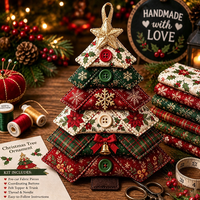 Kit de Costura DIY para Adorno de Árbol de Navidad de Tela en Capas, Tela de Retazos Precortada, Decoración Colgante para Árbol de Navidad, Kit de Manualidades Hechas a Mano para Adultos